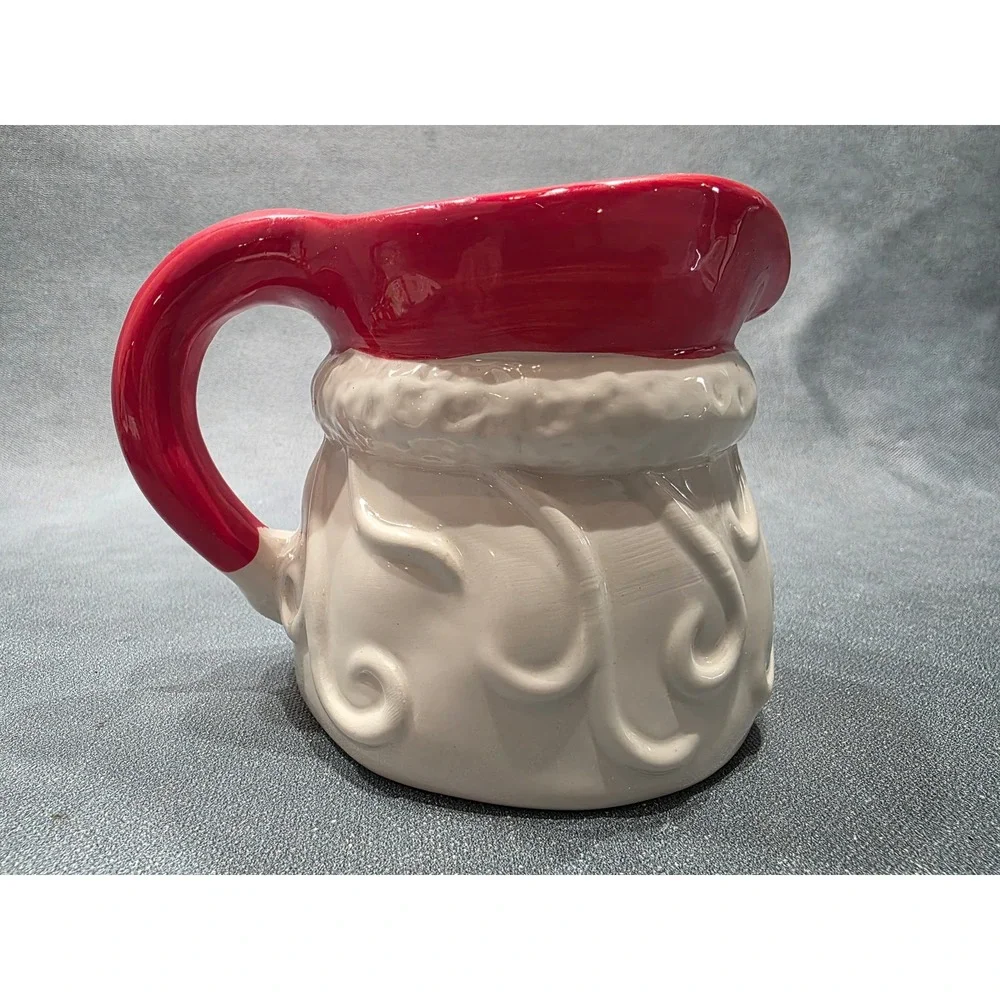 Vintage Ceramic Santa Claus Pitcher Christmas Creamer Red White Holiday Decor